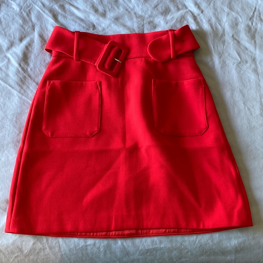 NWT Other Stories belted red mini skirt